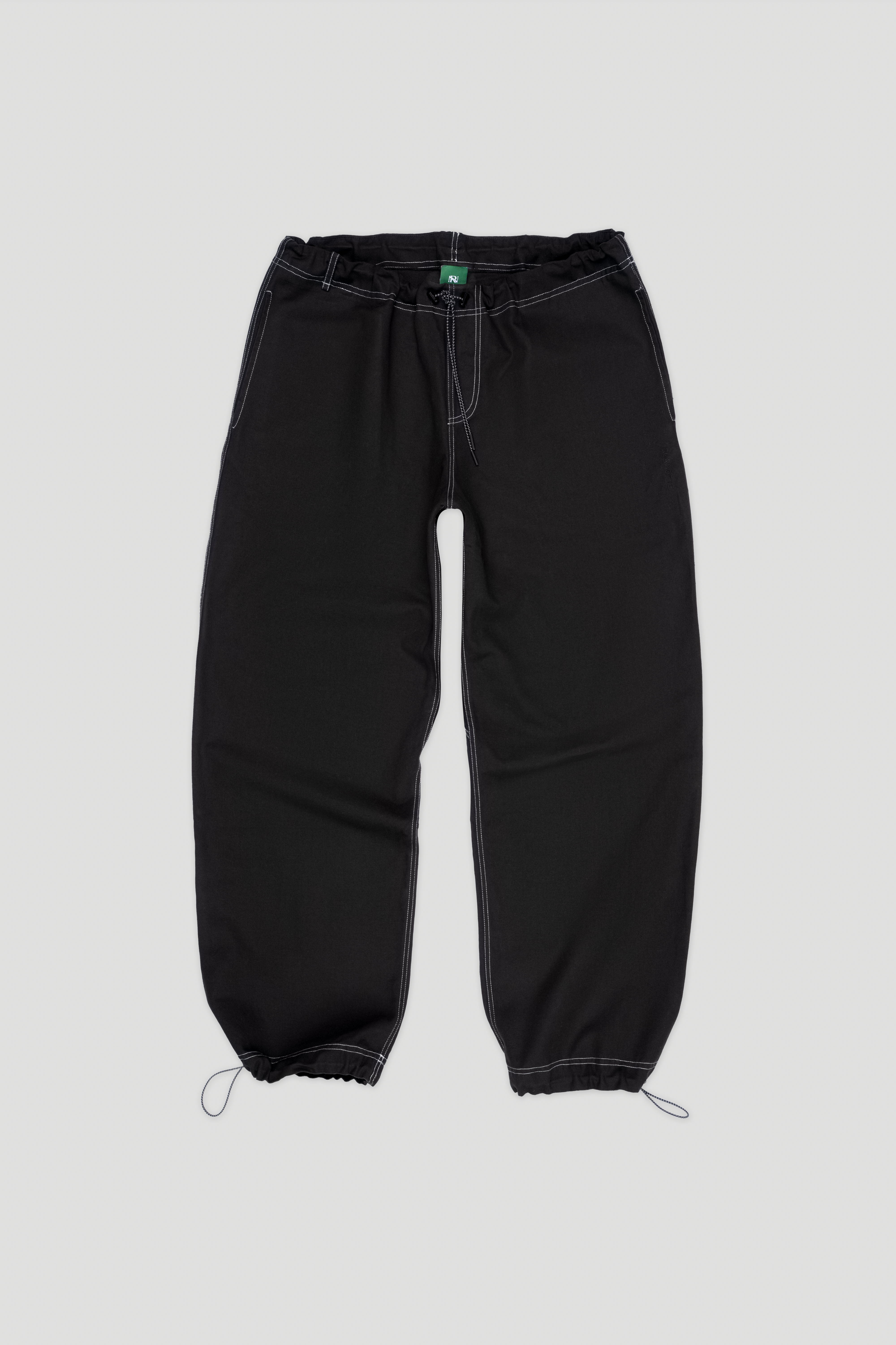 Canvas Cotton Wide Leg Trousers - Black
