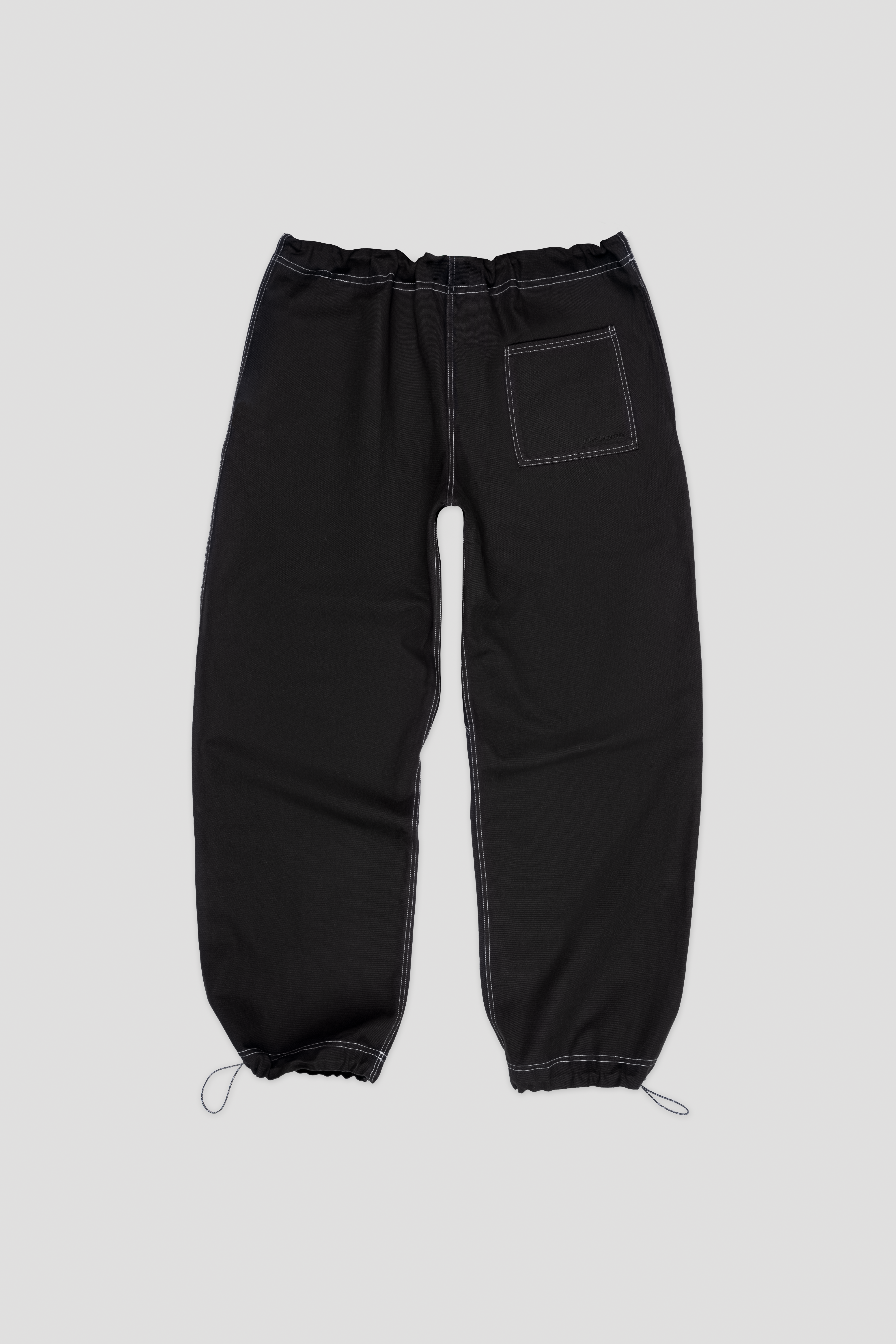 Canvas Cotton Wide Leg Trousers - Black