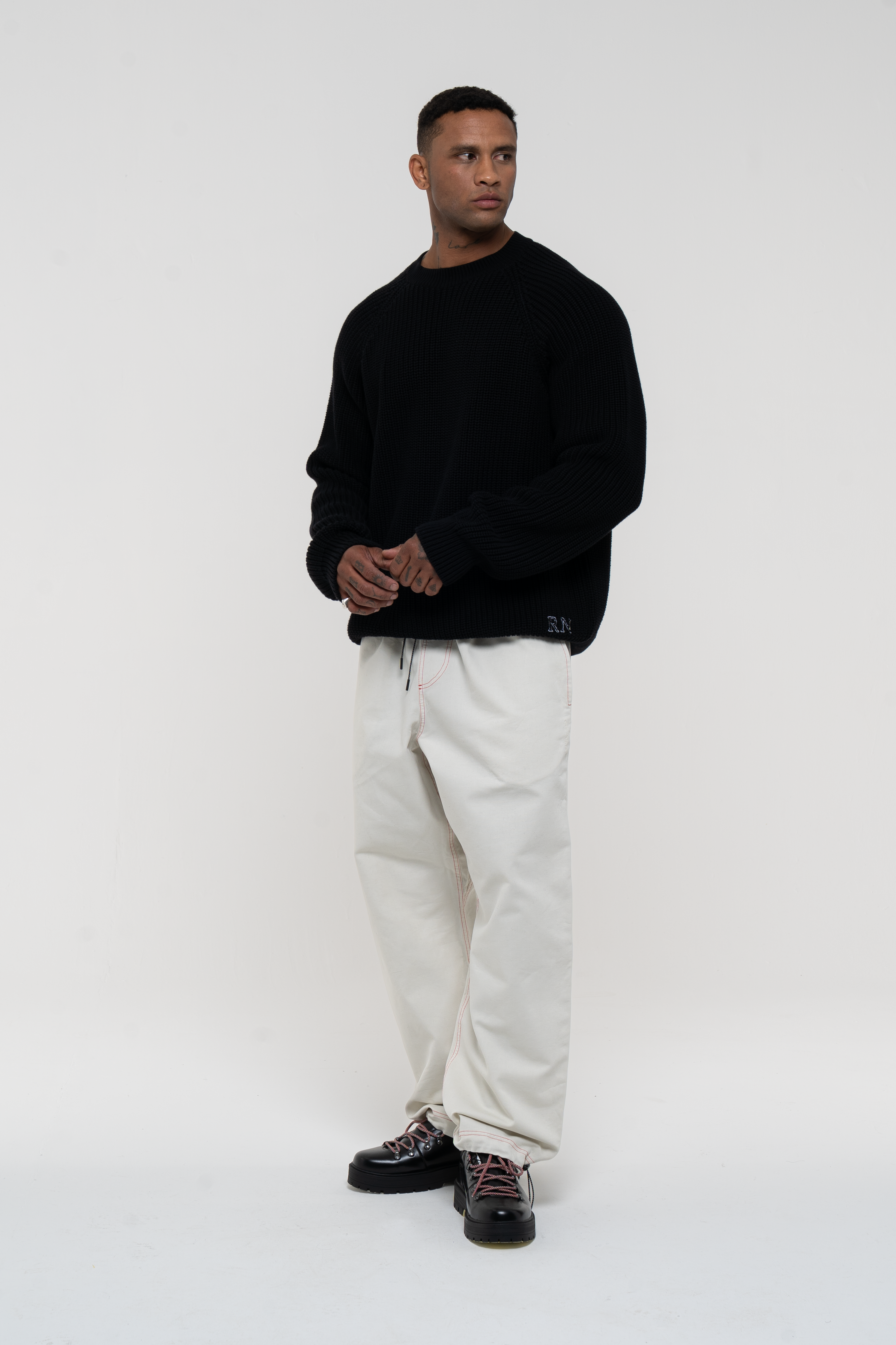 Canvas Cotton Wide Leg Trousers - Ivory