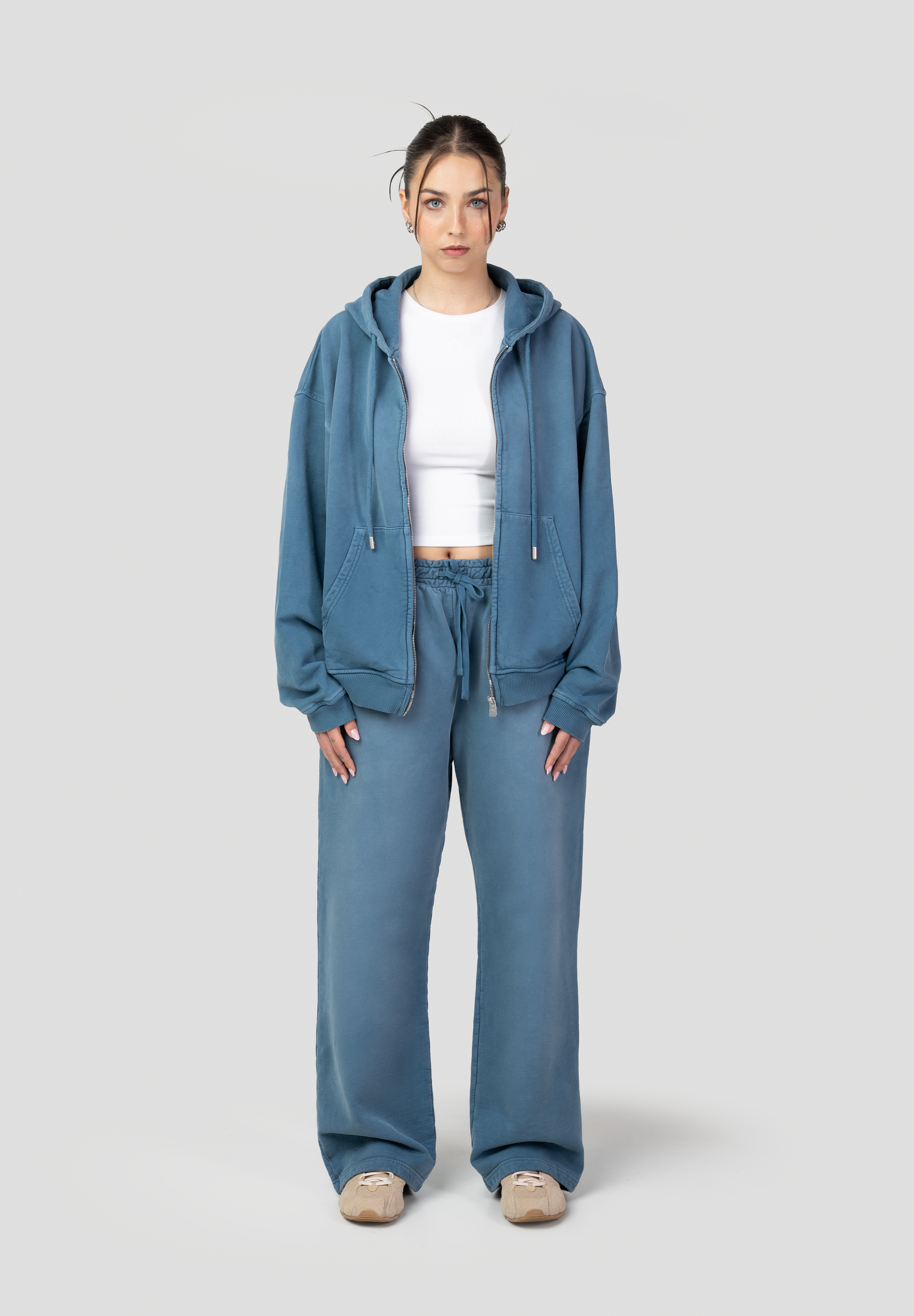 Core Hand Sprayed Zip Hoodie Faded Blue