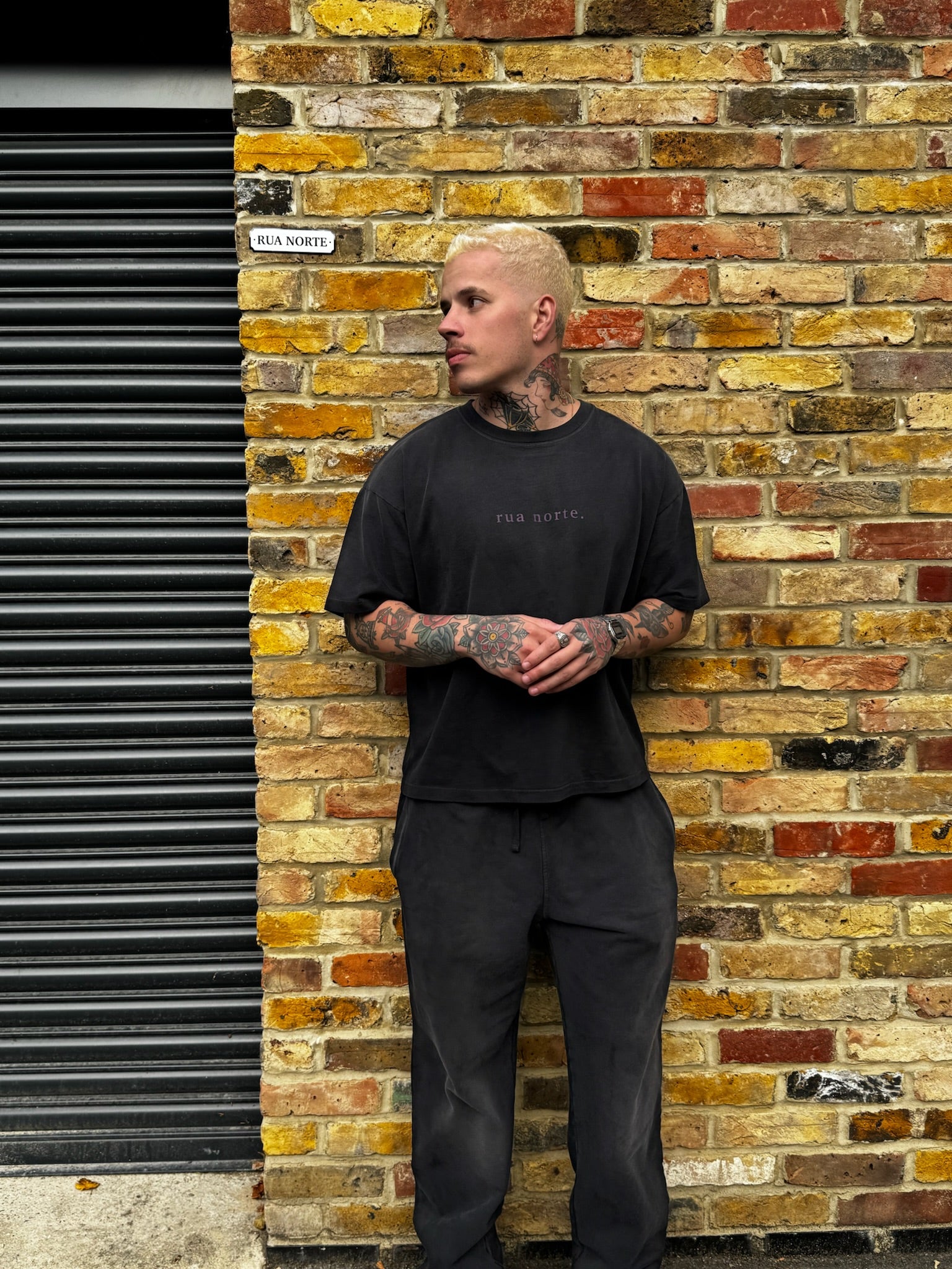 Hand Sprayed Lavender T-Shirt - Faded Black