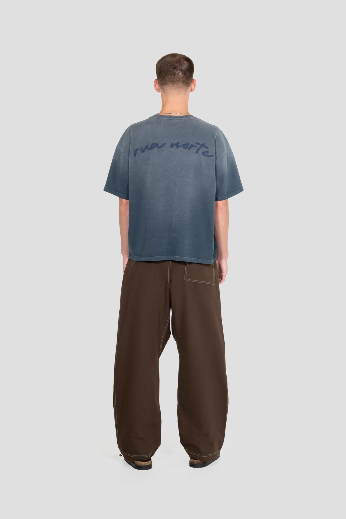Hand Sprayed Chain Stitch T-Shirt - Blueberry