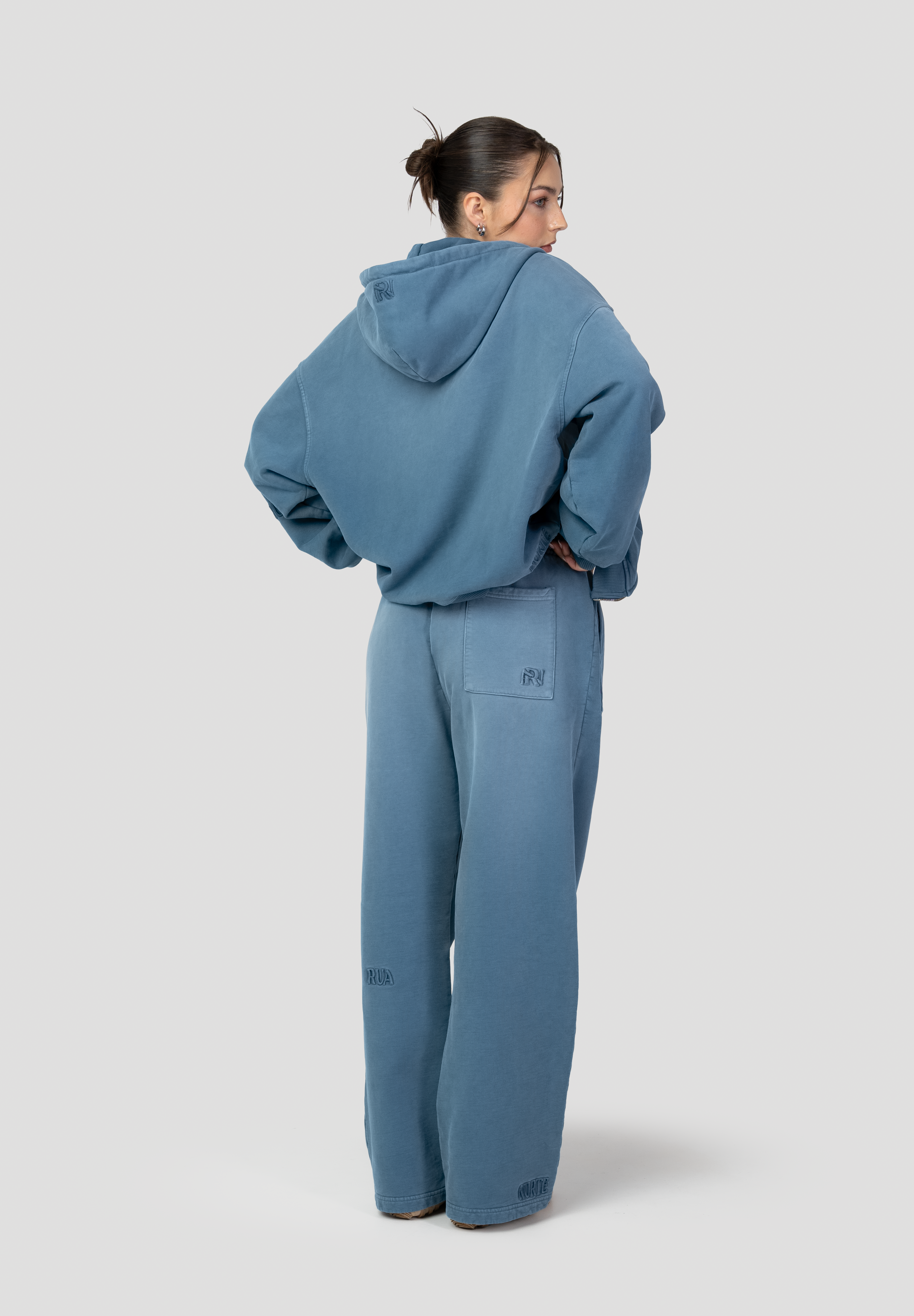 Core Hand Sprayed Zip Hoodie Faded Blue