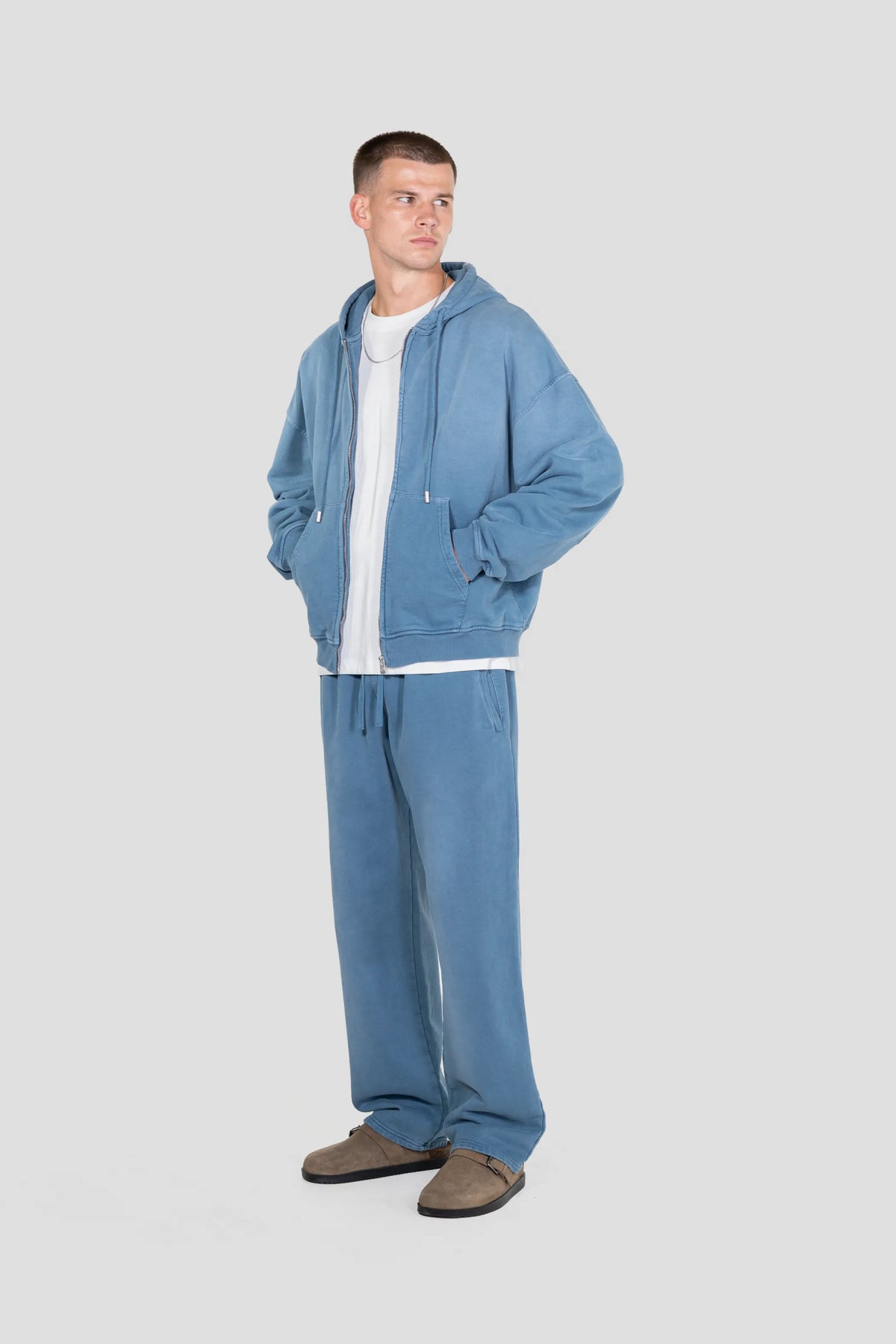 Core Hand Sprayed Zip Hoodie - Faded Blue