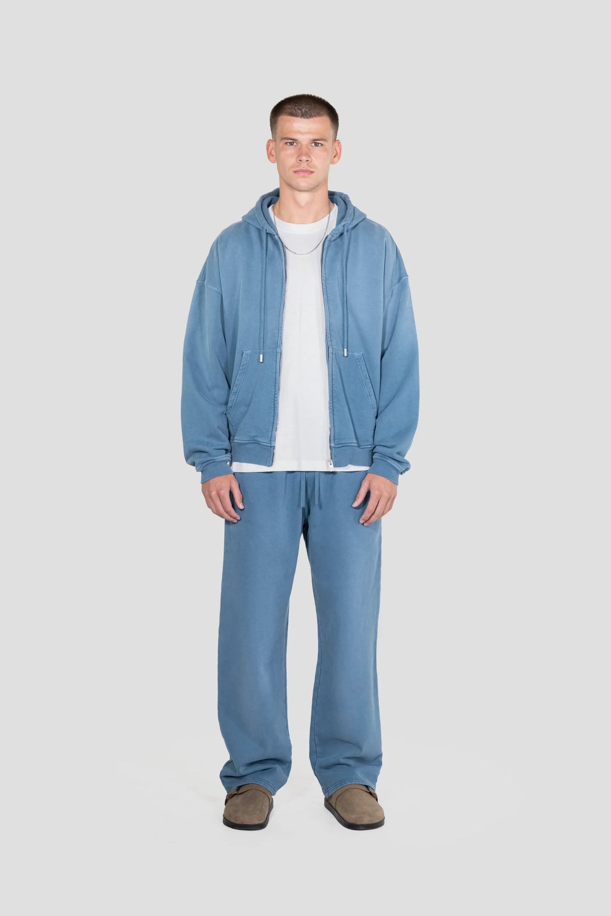 Core Hand Sprayed Zip Hoodie - Faded Blue