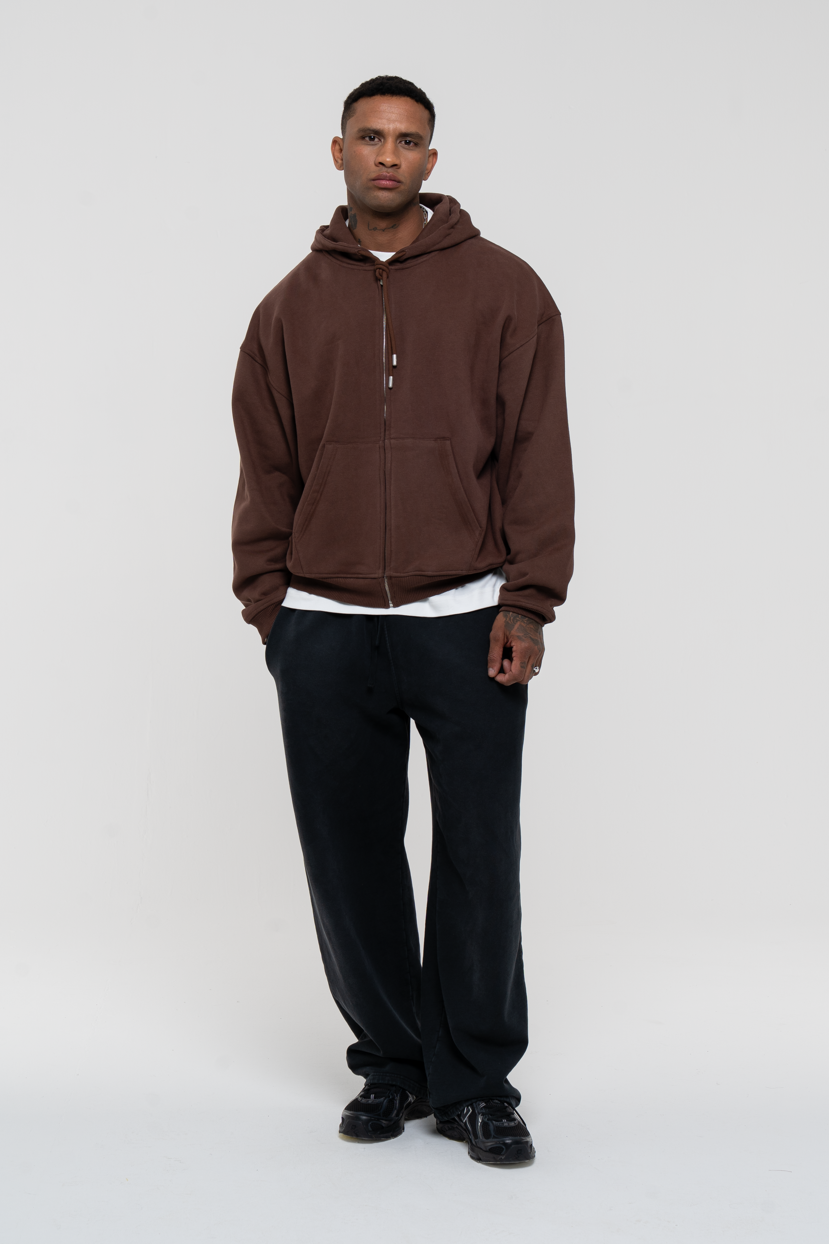 Core Zip Hoodie Mocha Brown