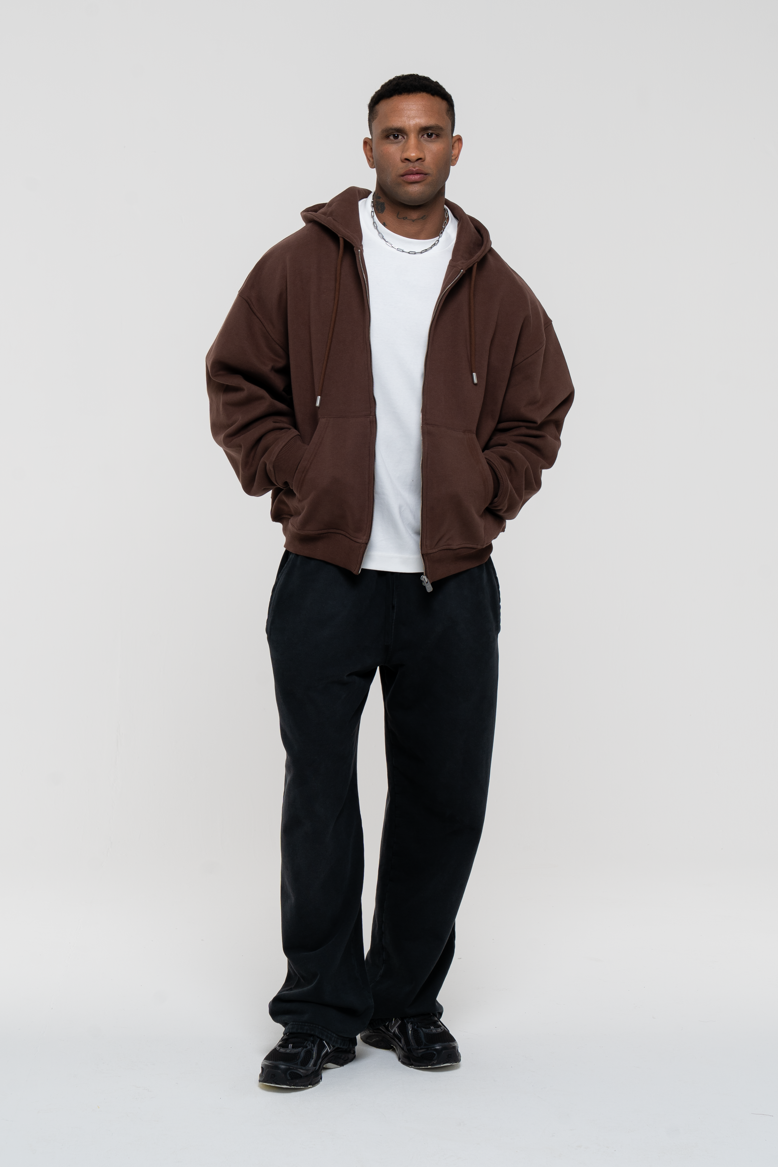 Core Zip Hoodie Mocha Brown