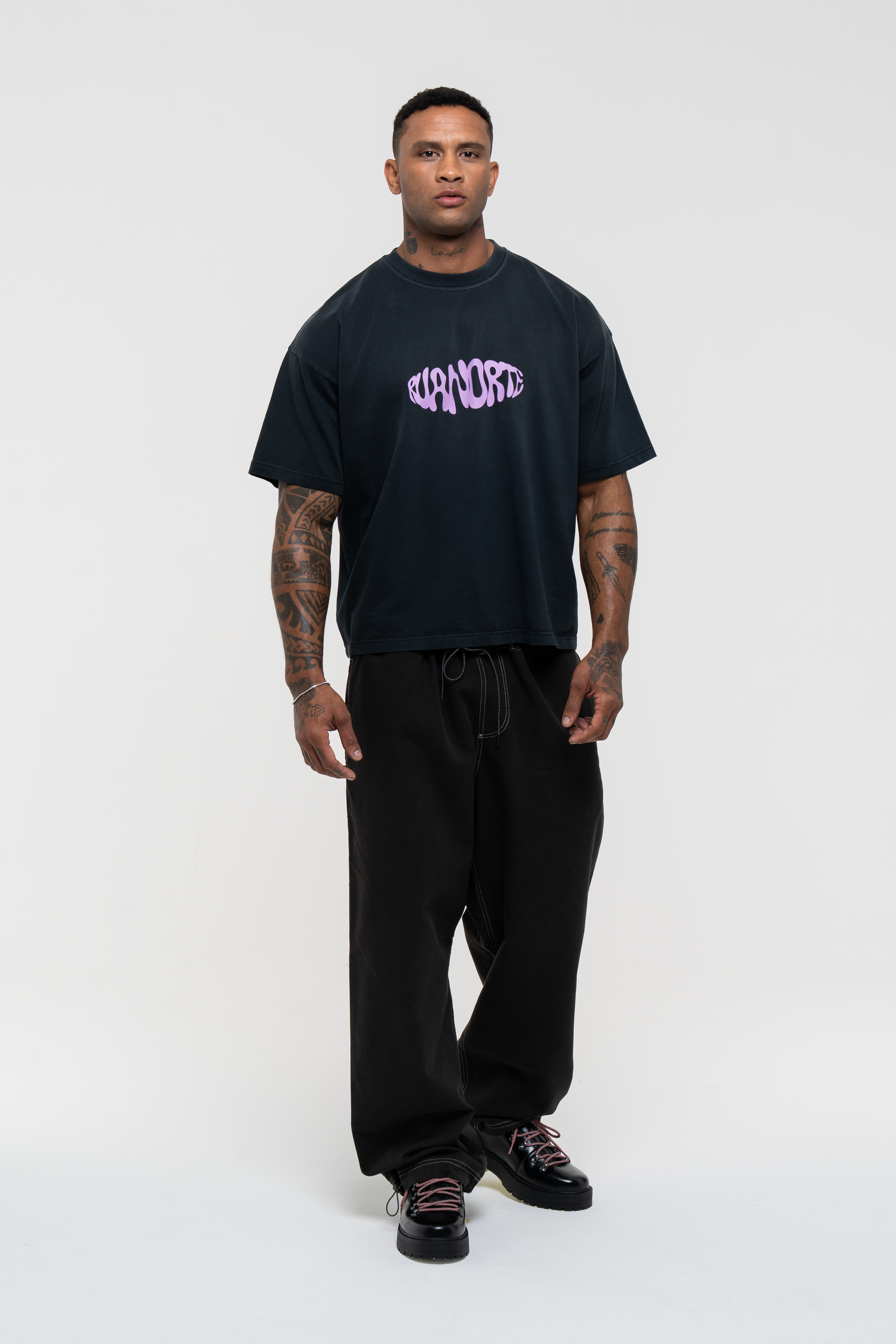 Signature Hand Sprayed Graphic T-Shirt Faded Black