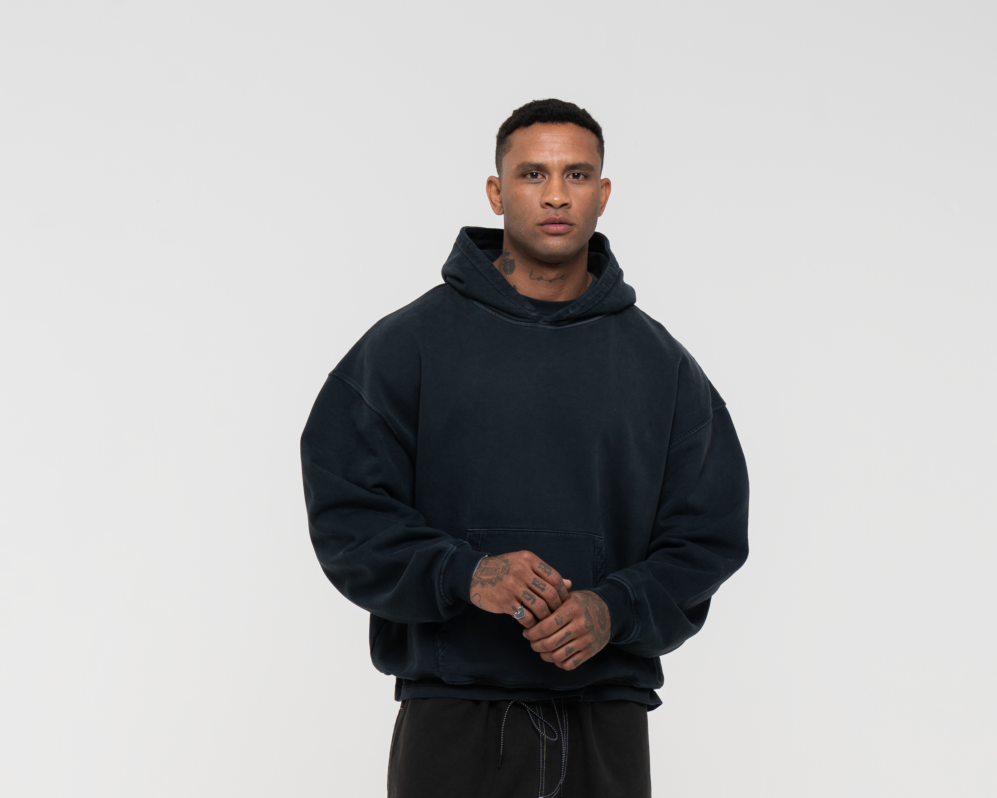 Monstera Hand Sprayed Graphic Hoodie - Faded Black