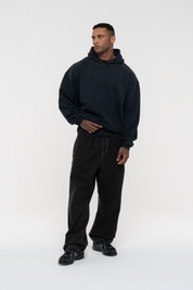 Monstera Hand Sprayed Graphic Hoodie Faded Black