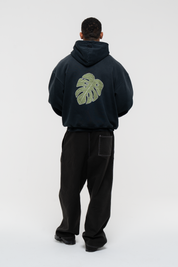 Monstera Hand Sprayed Graphic Hoodie Faded Blue