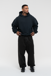 Monstera Hand Sprayed Graphic Hoodie Faded Black