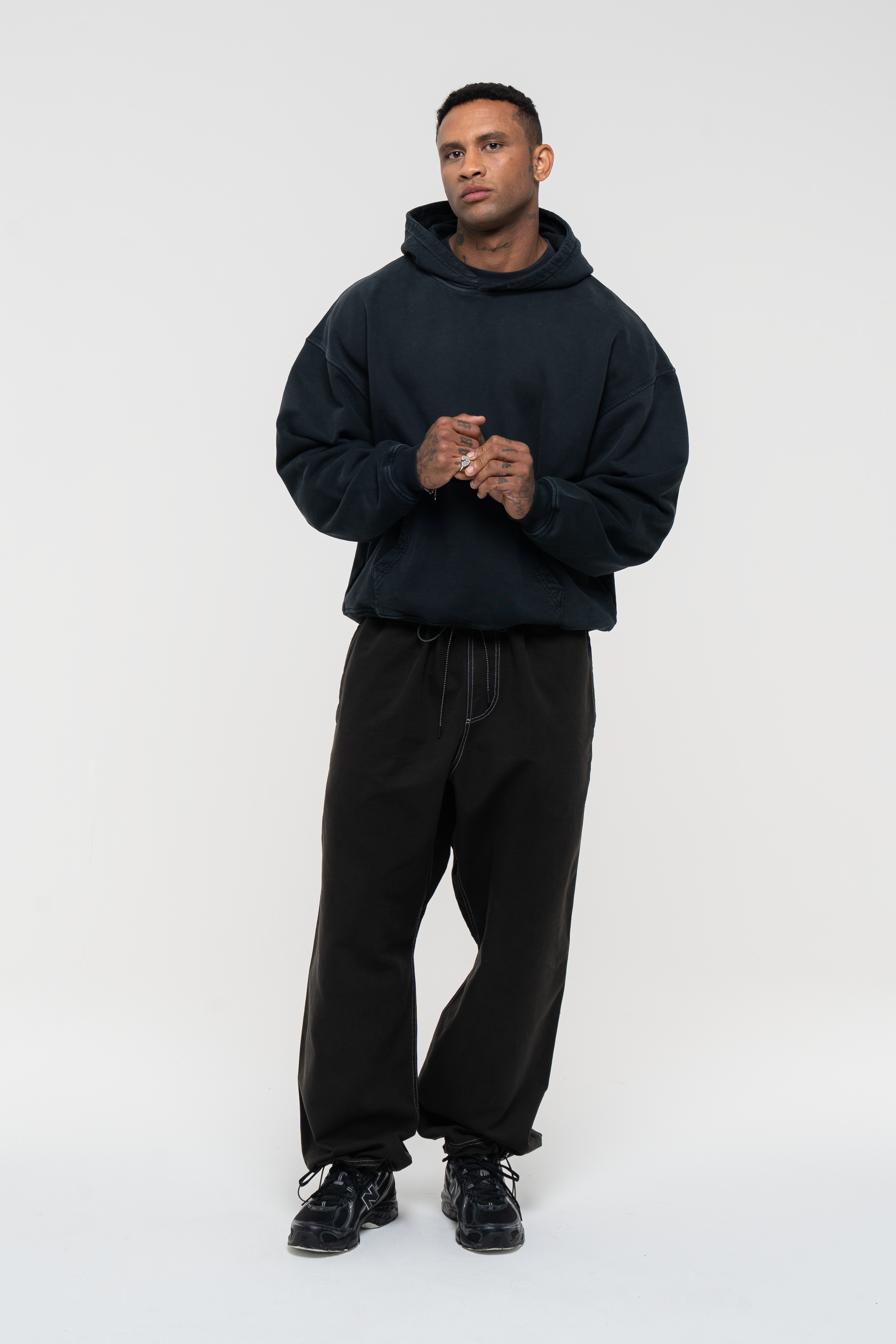 Monstera Hand Sprayed Graphic Hoodie Faded Black