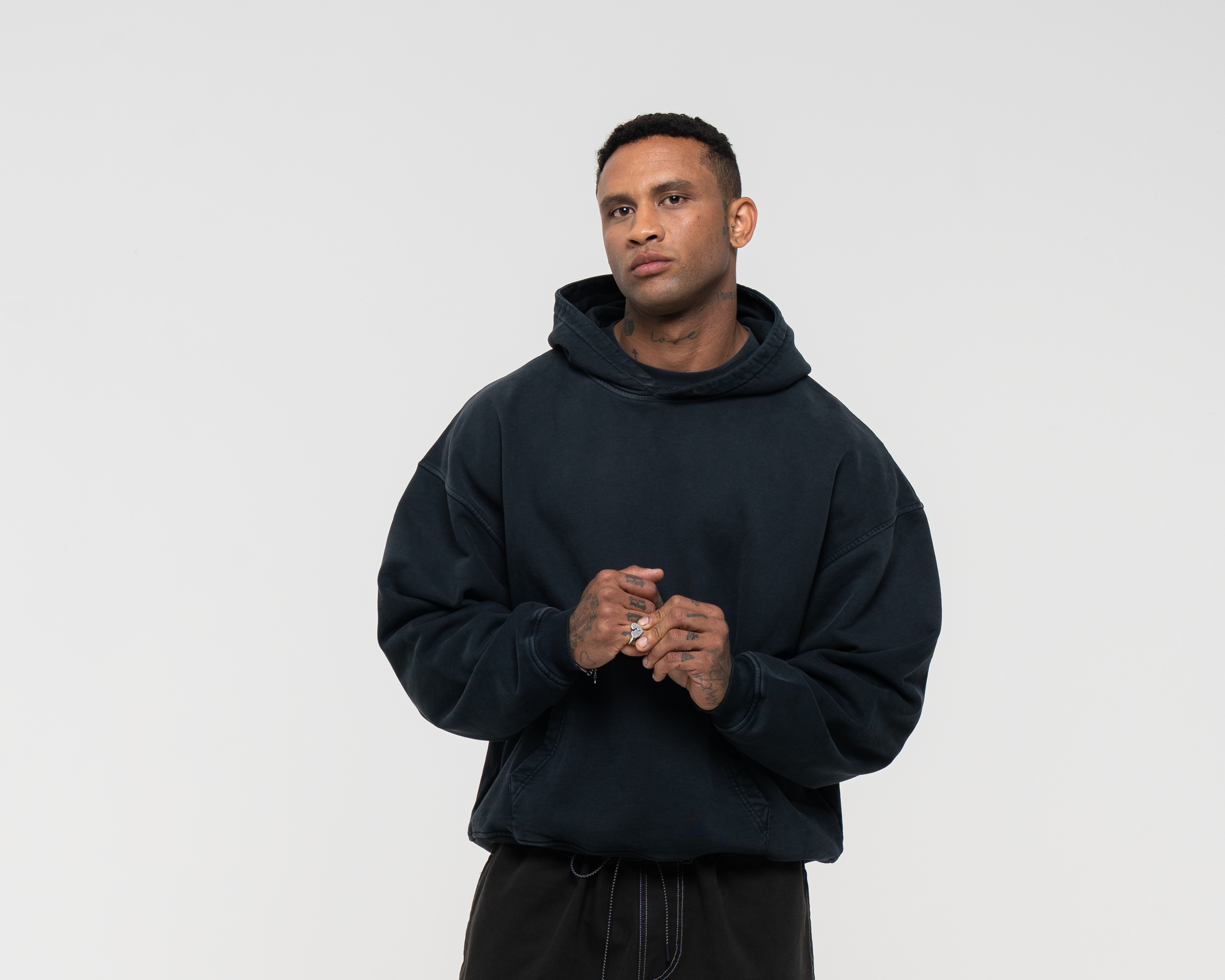 Monstera Hand Sprayed Graphic Hoodie - Faded Black