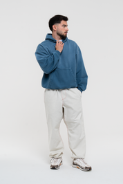 Monstera Hand Sprayed Graphic Hoodie Faded Blue