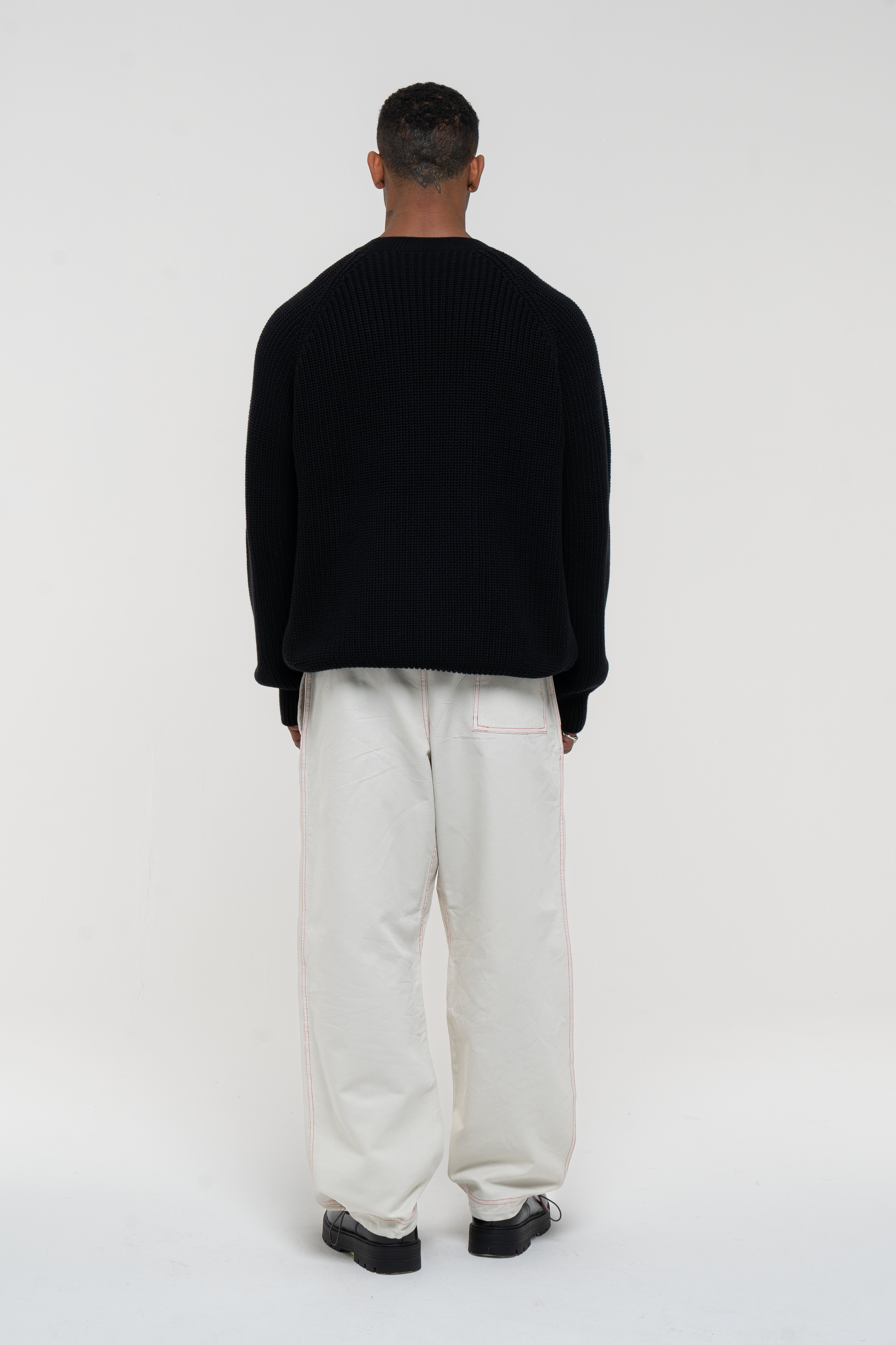 Canvas Cotton Wide Leg Trousers - Ivory