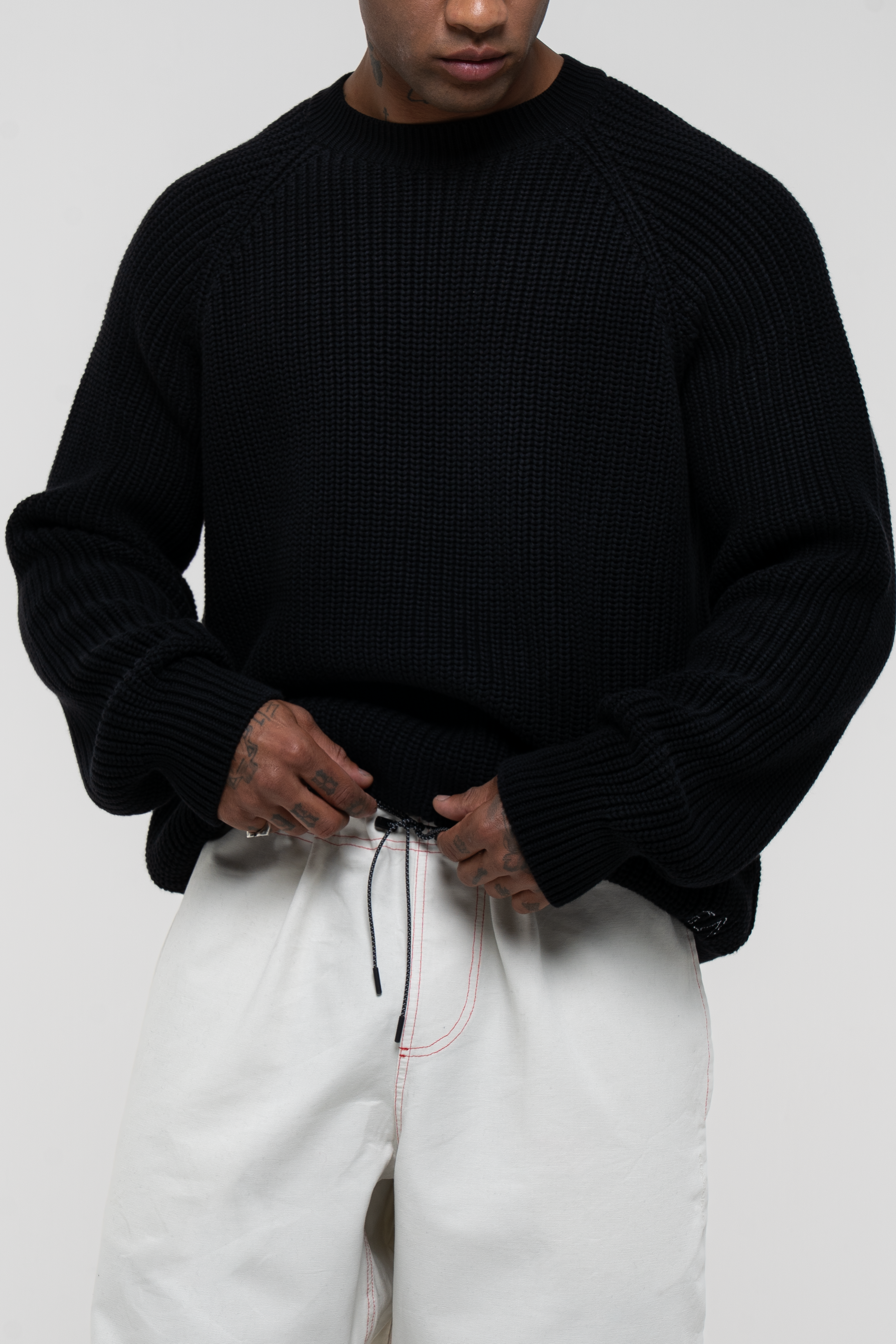 Canvas Cotton Wide Leg Trousers Ivory