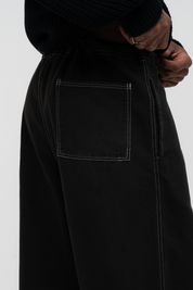 Canvas Cotton Wide Leg Trousers Black