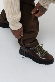 Canvas Cotton Wide Leg Trousers Brown