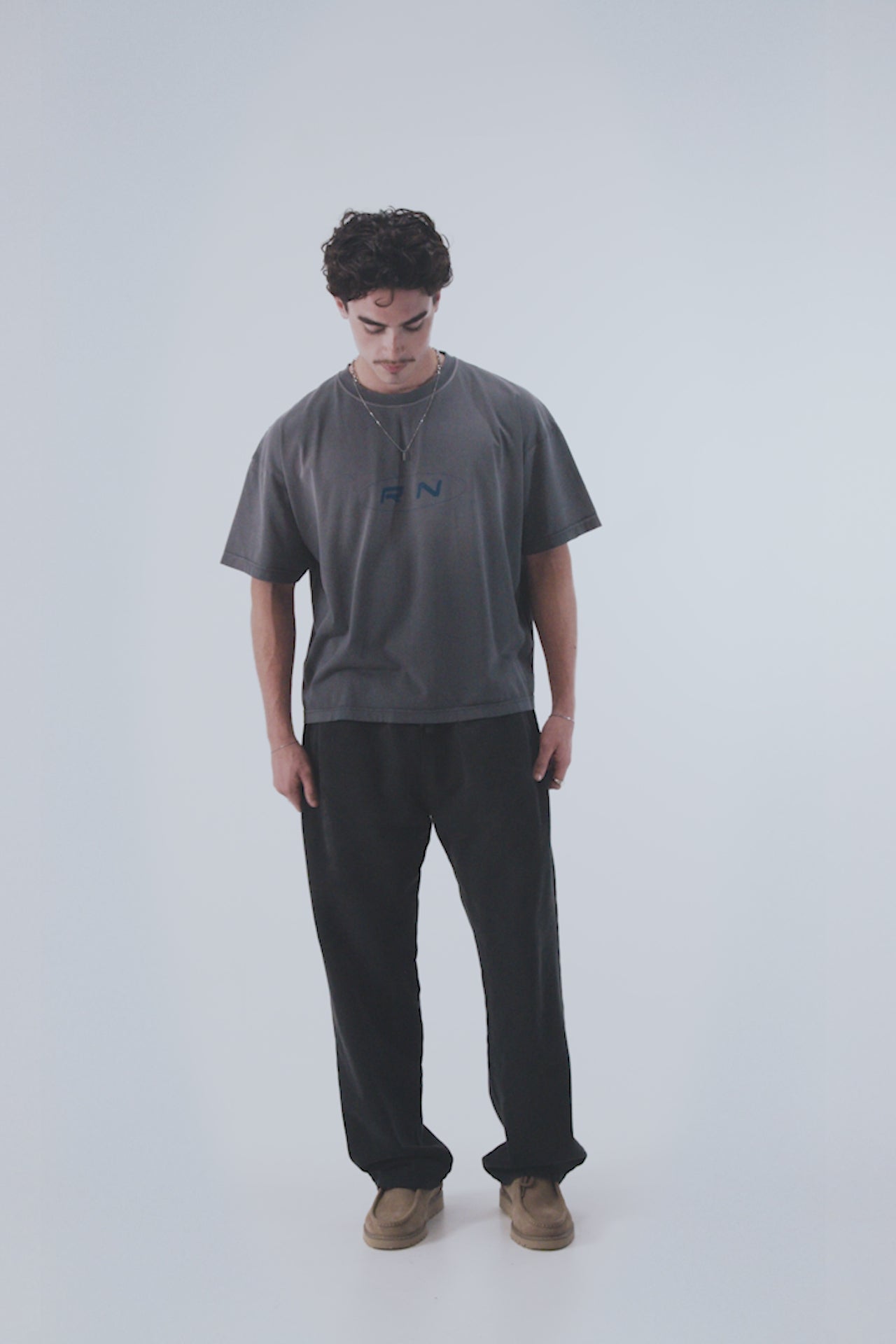 Lightweight Hand Sprayed Reflection Graphic T-Shirt Grey