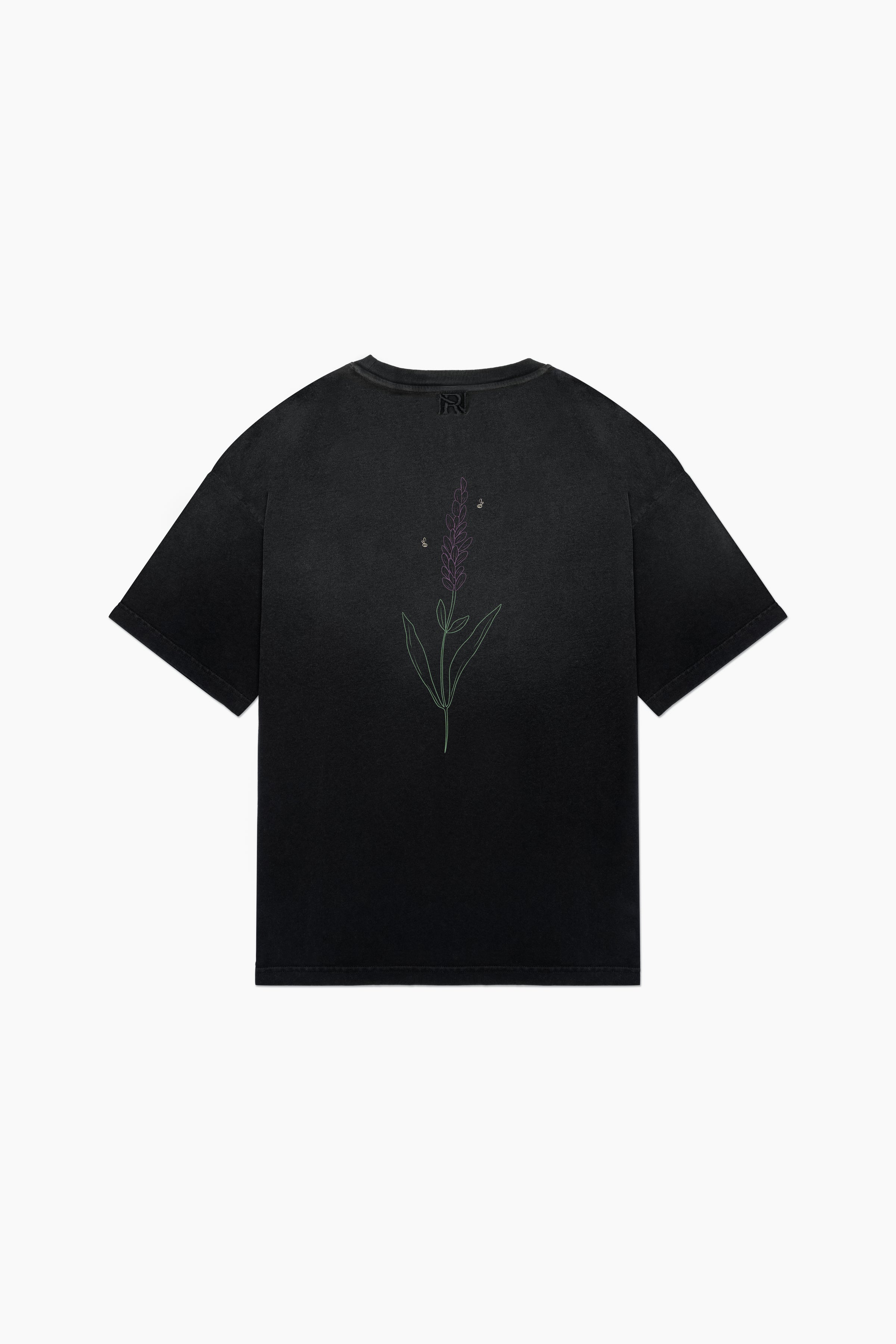 Hand Sprayed Lavender T-Shirt - Faded Black