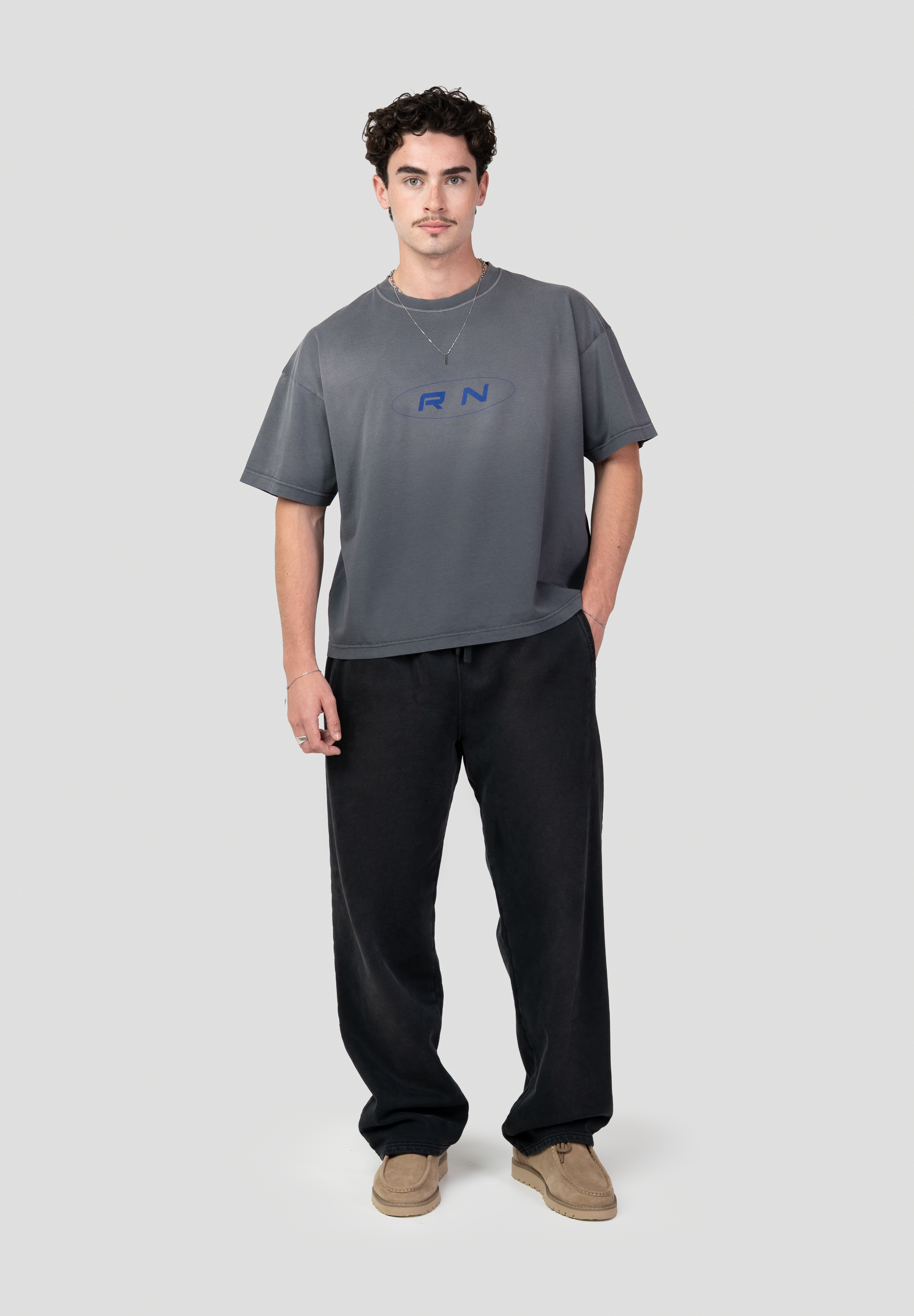 Lightweight Hand Sprayed Reflection Graphic T-Shirt Grey