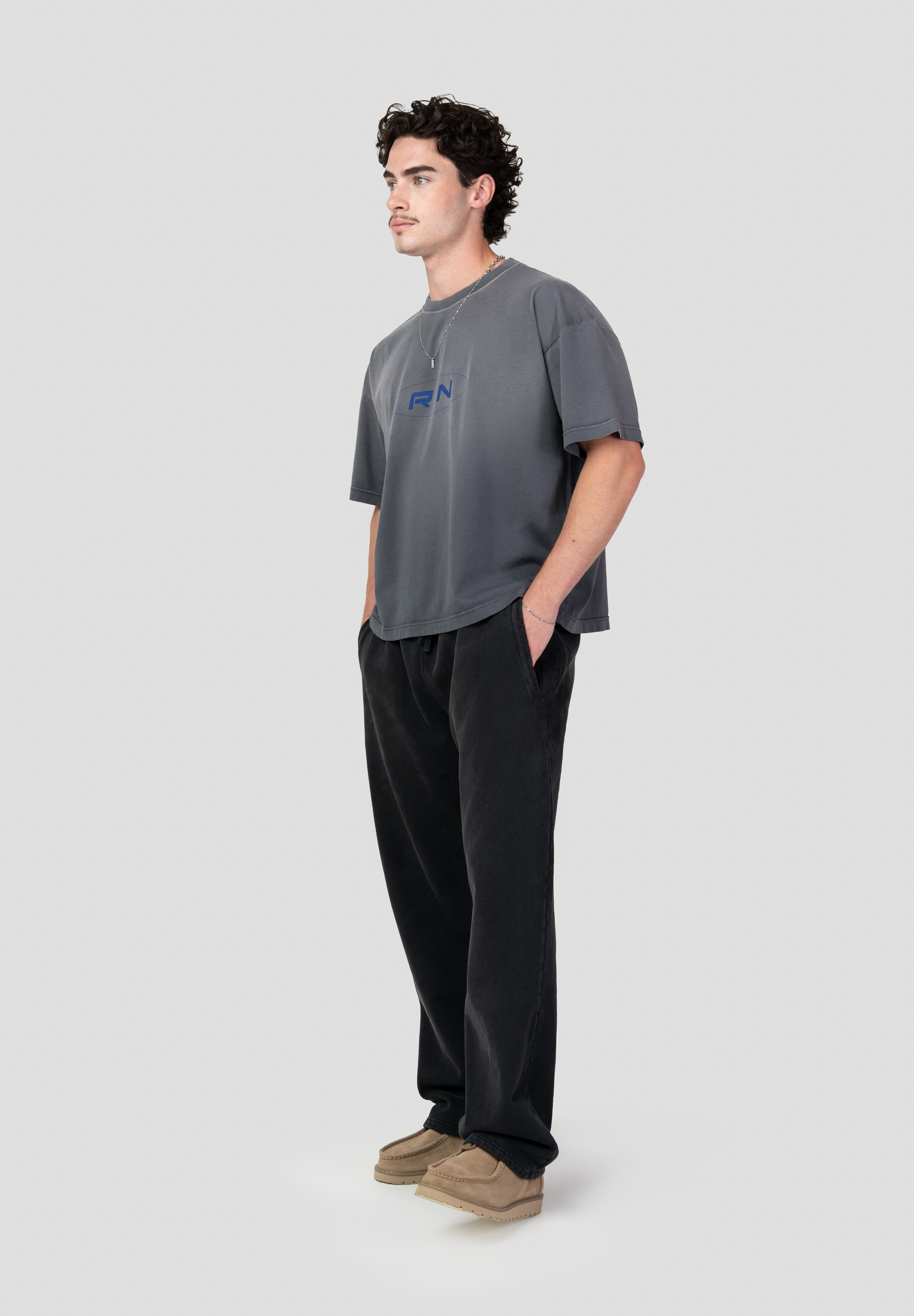 Lightweight Hand Sprayed Reflection Graphic T-Shirt Grey