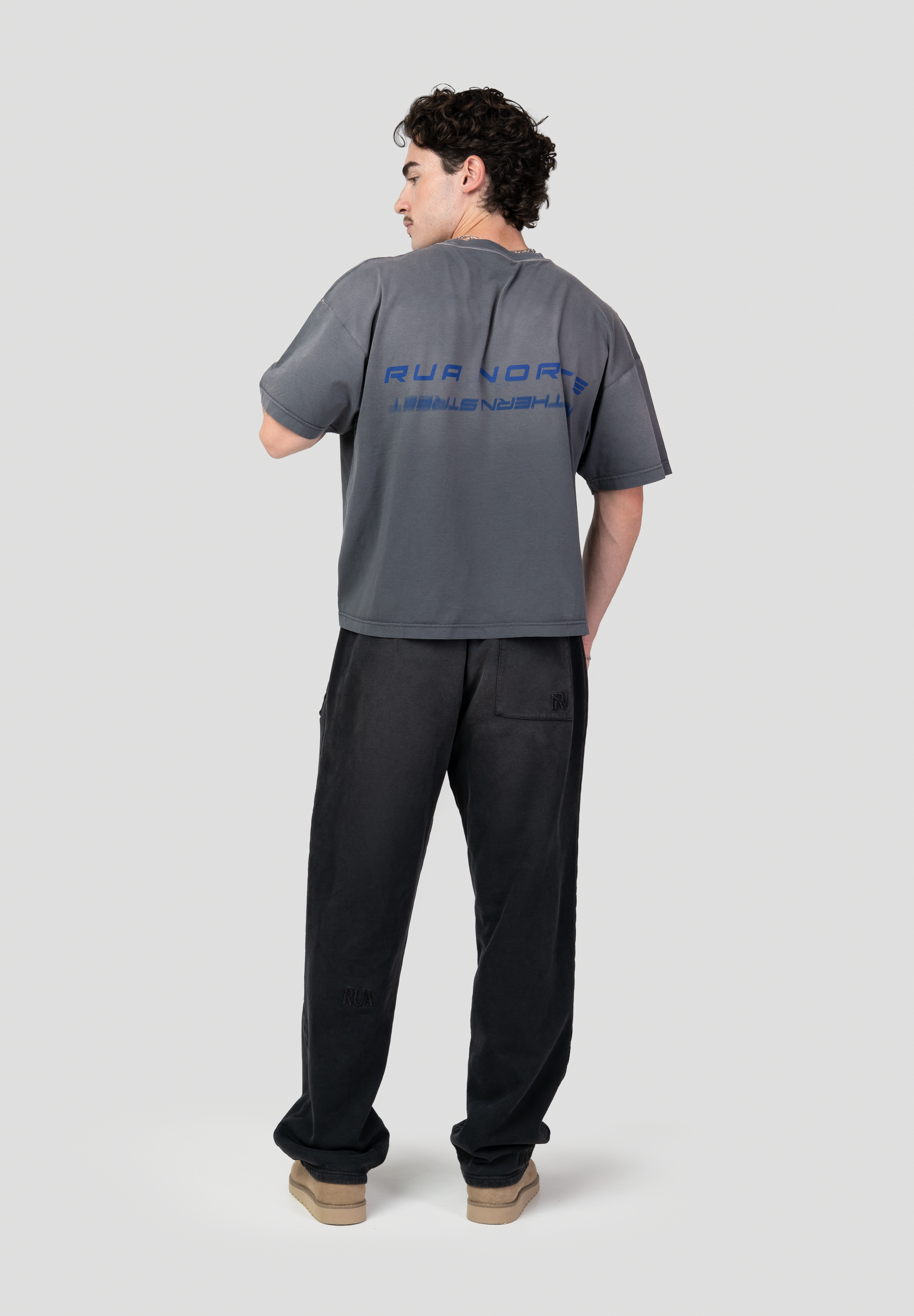 Lightweight Hand Sprayed Reflection Graphic T-Shirt Grey
