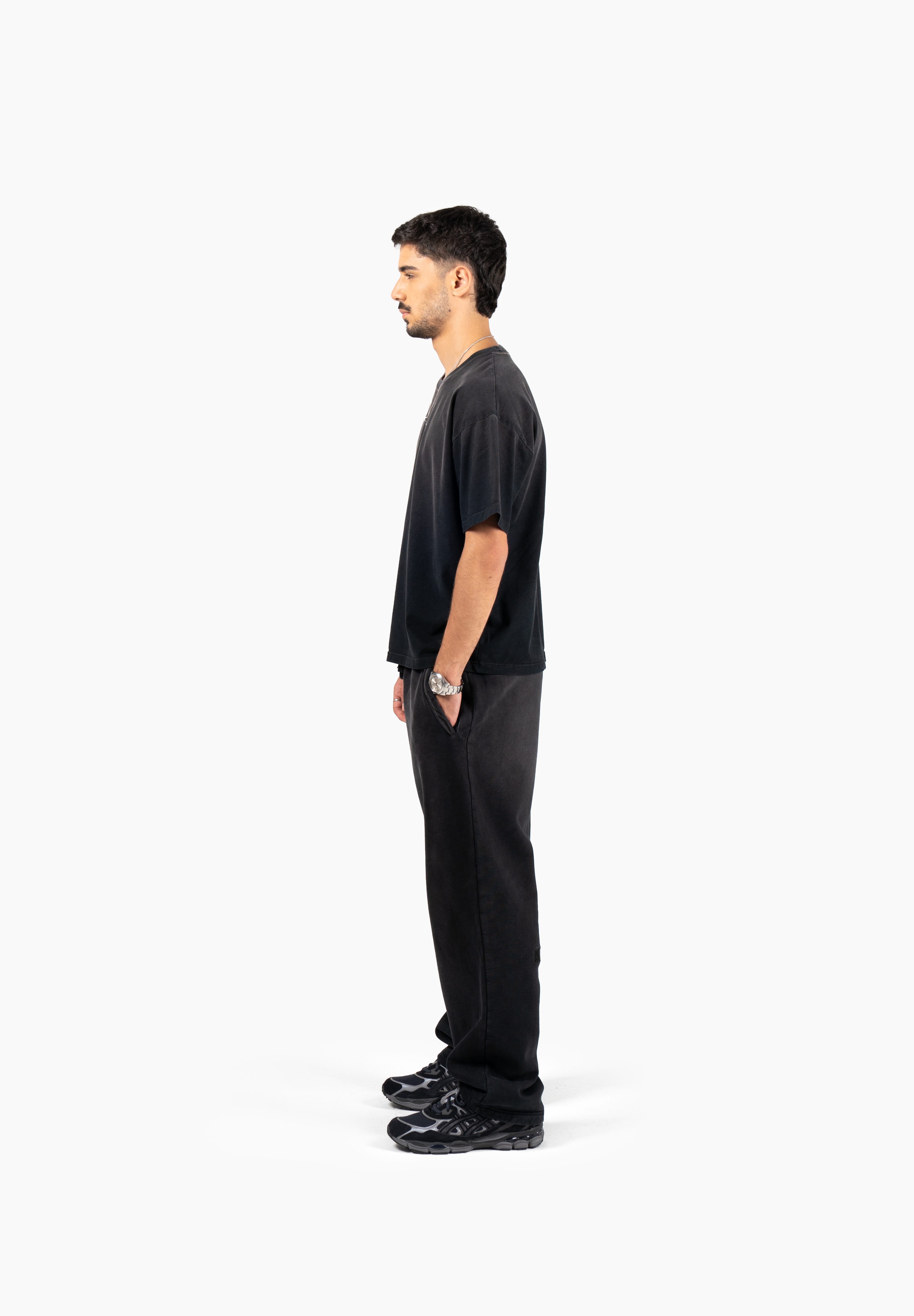 Hand Sprayed Principal T-Shirt - Faded Black